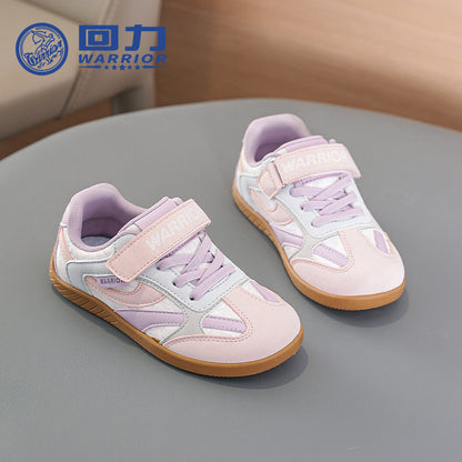 Sapatos infantis Warrior color-block Velcro, novos sapatos de treino moral para raparigas da primavera, ténis desportivos leves de sola fina, sapatos casuais versáteis