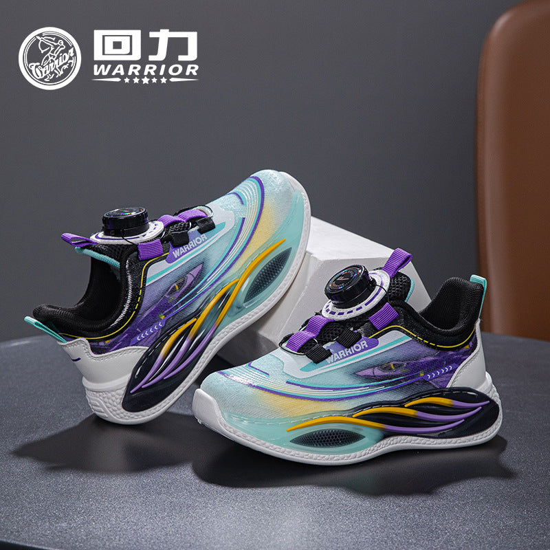 Os novos sapatos infantis versáteis e confortáveis e com blocos de cores da Warrior, sapatos desportivos de exterior estilosos e modernos, sapatos de botão de alta qualidade e na moda