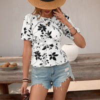 2025 Nova camisola de manga bufante vintage vintage floral doce 2025 da Amazon 2025