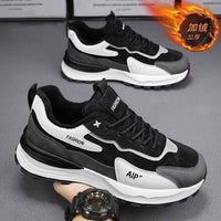 Sapatos desportivos casuais de algodão quente e espessos mais vendidos para homens, proteção de trabalho de inverno para homens sapatos de corrida de pai em polar da moda, versáteis versáteis
