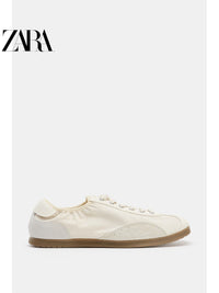 ZARA 2026 Verão Novo Sapatos Femininos Color Block Esportivos com Cadarço Sapatos Rasteiros Leves 5436710 001