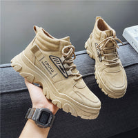 Botas Martin masculinas de primavera, calçado desportivo de cano alto e casual para homem, impermeáveis, antiderrapantes, de trabalho, de proteção para o trabalho, botas de caminhada para exterior