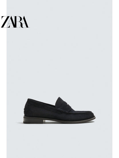 ZARA 2026 Verão Novo Sapatos Masculinos com Bolso Aba Sapatos Sociais de Couro Mocassim 2617720 400