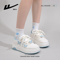 Sapatos desportivos borboleta com blocos de cor Warrior, sapatos casuais casuais casuais confortáveis com sola grossa e baixo, sapatos femininos na moda, versáteis e estéticos elevados