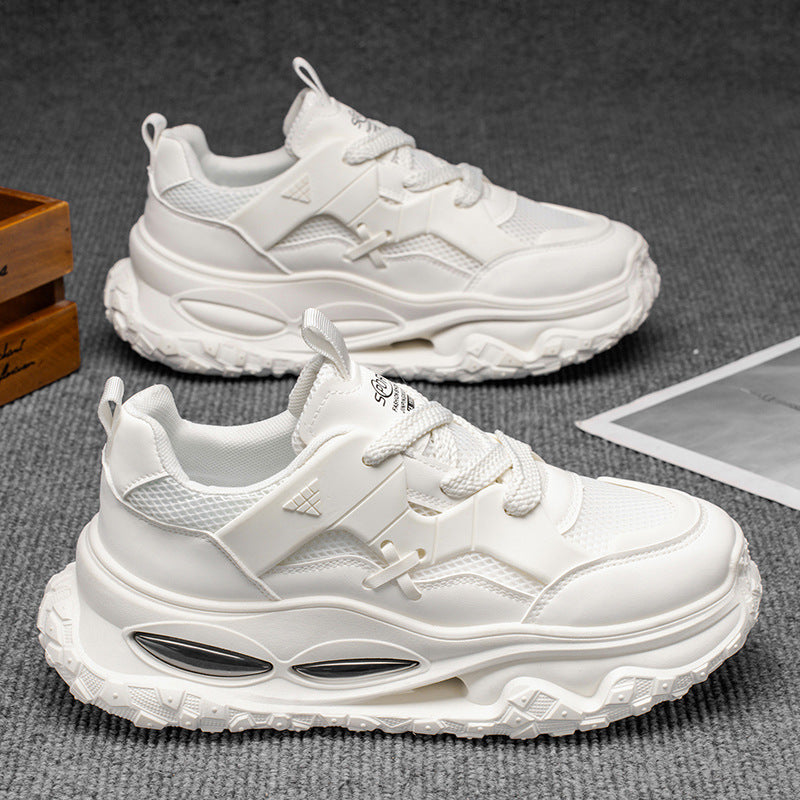 Sapatos de rede 2025 sapatos masculinos baixos com atacadores, malha respirável, sapatos de pai, desportos casuais masculinos na moda, modernos e versáteis