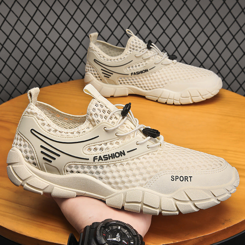 Sapatos de rede masculina, sapatos finos de rede respirável de verão para caminhadas de rede simples, sapatos casuais de verão para desporto de verão e na moda
