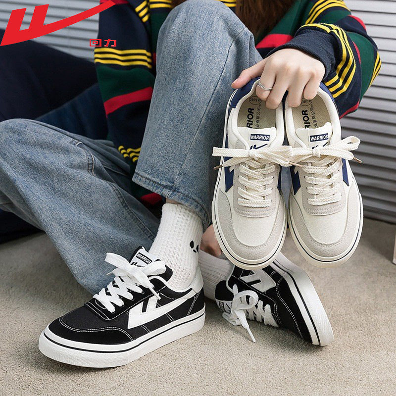 Sapatos de lona Warrior de sola grossa para homem e mulher, confortáveis para uso diário, sapatos casuais primavera/outono, para estudantes, casais, ténis versáteis por grosso