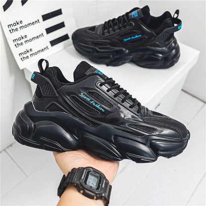 Sapatos masculinos, sapatos desportivos antiderrapantes para jovens de corrida para jovens versáteis, sapatos de pai com sola grossa e ténis brancos modernos