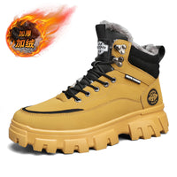 Novos sapatos quentes de algodão forrados a lã Martin Boots para Inverno 2024, Botas de Trabalho Protetoras de Trabalho Impermeáveis Antiderrapantes de Topo Alto