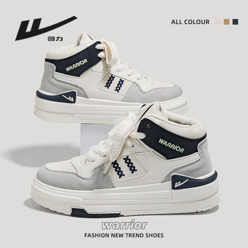 Sapatos de plataforma alta com blocos de cor Warrior, estilo universitário americano, ténis de alto valor, sapatos casuais femininos para alongar as pernas