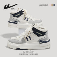 Sapatos de plataforma alta com blocos de cor Warrior, estilo universitário americano, ténis de alto valor, sapatos casuais femininos para alongar as pernas