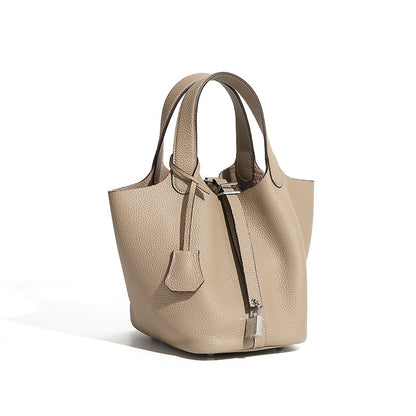 Malas 2026 Nova Cesta de Couve com Balde Bolsa de Mulher TC Mala de Pele Genuína Mala de Mãe Bolsa de Noiva Sensação de Luxo de Casamento