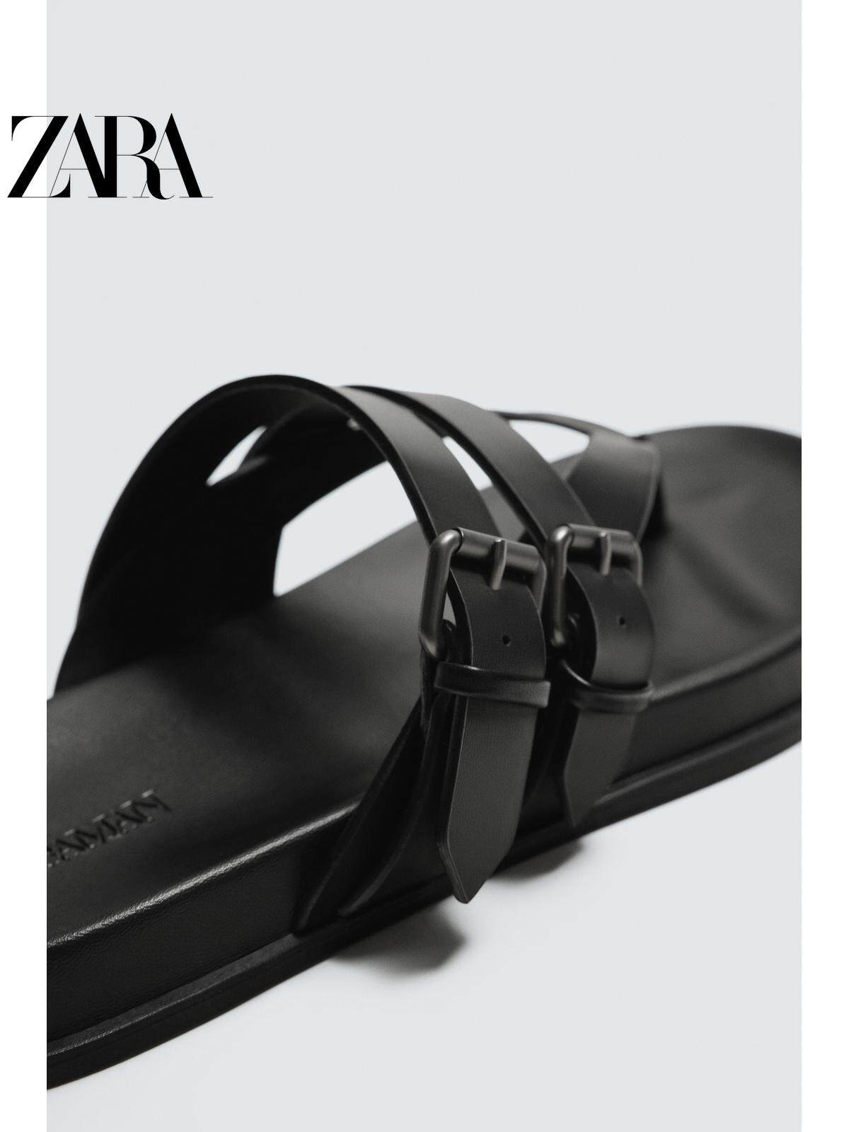 ZARA Coleção Primavera/Verão 2026 - Novos Sapatos Masculinos: Sandálias de dedo com fivela e múltiplas tiras - 2715720 800