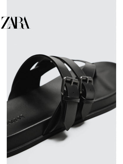 ZARA Coleção Primavera/Verão 2026 - Novos Sapatos Masculinos: Sandálias de dedo com fivela e múltiplas tiras - 2715720 800