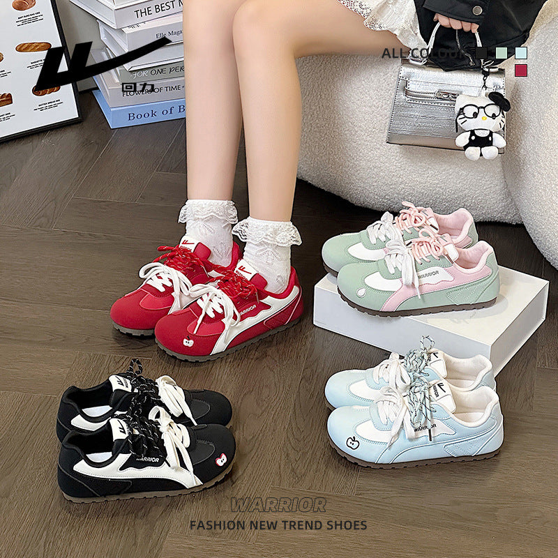 Os novos ténis de ballet de sola fina da Warrior, sapatos casuais com duplo atacador e estilo casual, versáteis, leves e confortáveis para mulheres