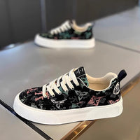 Sapatos de lona vintage estampados e respiráveis de primavera para homem, ténis desportivos casuais para estudantes versáteis e respiráveis