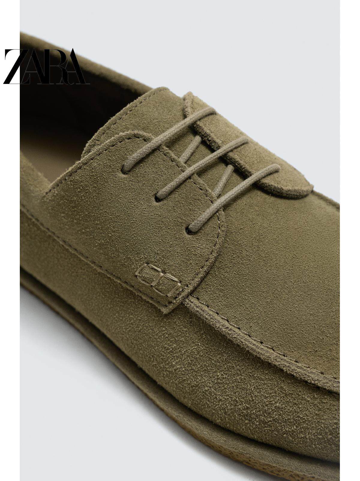 ZARA 2026 Primavera/Verão Sapatos Masculinos Novos com Detalhes em Camurça, Estilo Náutico Casual em Couro 2466720 500