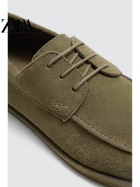 ZARA 2026 Primavera/Verão Sapatos Masculinos Novos com Detalhes em Camurça, Estilo Náutico Casual em Couro 2466720 500