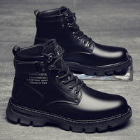 Botas Martin para Homens, Novos Sapatos de Outono 2024, Botas Modernas Forradas a Fleece ao estilo Coreano, Sapatos Casuais Casuais Versáteis de Capa Alta em Pele