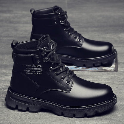 Botas Martin para Homens, Novos Sapatos de Outono 2024, Botas Modernas Forradas a Fleece ao estilo Coreano, Sapatos Casuais Casuais Versáteis de Capa Alta em Pele