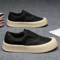 Sapatos Casuais Masculinos 2025 Novos Sapatos Slip-On de um pé, Sapatos de Tábua Respiráveis com Superfície de Tecido, Sapatos Modernos Versáteis de Lona de Sola Macia para Homens