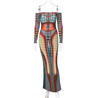 Vestido pendurado de manga longa, Slim-Fit, de manga longa e de manga longa, Fita ajustada de Nova Moda Feminina Europeia e Americana de Verão 2026