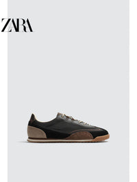 ZARA 2026 Primavera/Verão Sapatos Masculinos com Detalhes em Camurça, Modelo Retrô com Cadarço e Leves 2339720 800