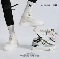Sapatos de plataforma alta com blocos de cor Warrior, estilo universitário americano, ténis de alto valor, sapatos casuais femininos para alongar as pernas