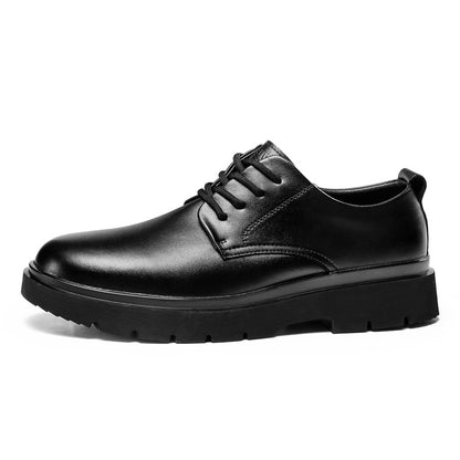 Sapatos empresariais de pele grossa forrados a polar Warrior, sapatos de pele com solas grossas forrados a polar, sapatos de cordões confortáveis e de cor sólida, sapatos de algodão para calçar, sapatos de trabalho quentes e na moda