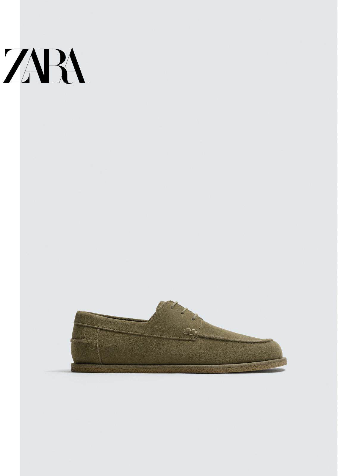 ZARA 2026 Primavera/Verão Sapatos Masculinos Novos com Detalhes em Camurça, Estilo Náutico Casual em Couro 2466720 500