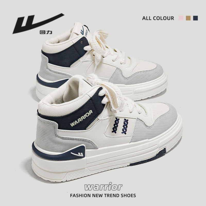 Sapatos de plataforma alta com blocos de cor Warrior, estilo universitário americano, ténis de alto valor, sapatos casuais femininos para alongar as pernas