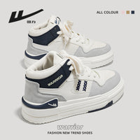 Sapatos de plataforma alta com blocos de cor Warrior, estilo universitário americano, ténis de alto valor, sapatos casuais femininos para alongar as pernas