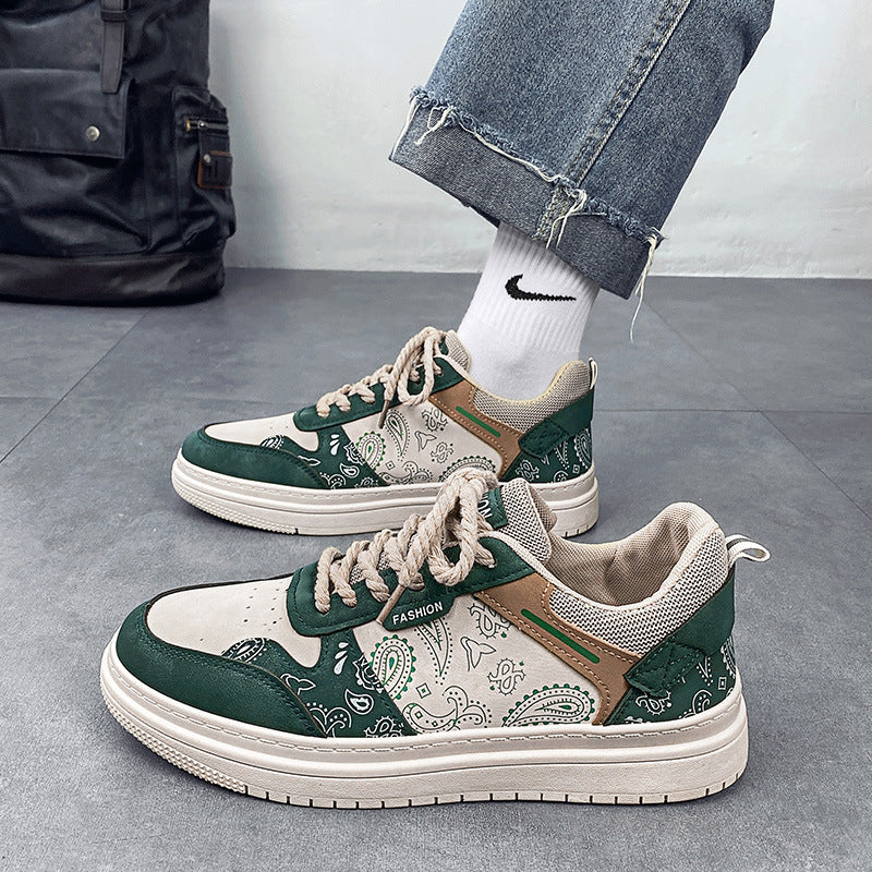 Transmissão em direto Sapatos de Homem 2024 Novos Sapatos de Flor de Caju, Sapatos Modernos de Masculino, Ténis Desportivos de Tela de Primavera De Topo Baixo e Versáteis da Moda
