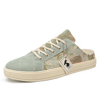 Sapatos masculinos de lona, sapatos casuais casuais de uma perna e respiráveis e modernos de verão, sapatos masculinos de salto meio deslizante
