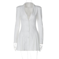 Amazon cross-border nova cor sólida sexy deep V terno gola cardigan irmã real estilo curto babado vestido mulheres