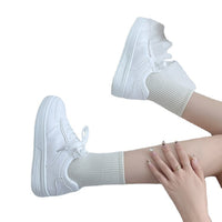 2024 Novos Ténis Desportivos Universitários Americanos Vintage de Estilo Hong Kong de Estilo Americano Vintage Branco Branco de Sola Grossa com Atacadores Brancos