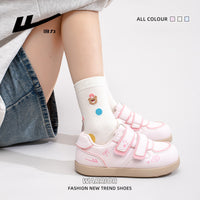 Sapatos de treino Warrior Velcro Virgo para mulheres, sapatos casuais casuais planos e fofos, sapatos preguiçosos estilo bloco de cor feminino