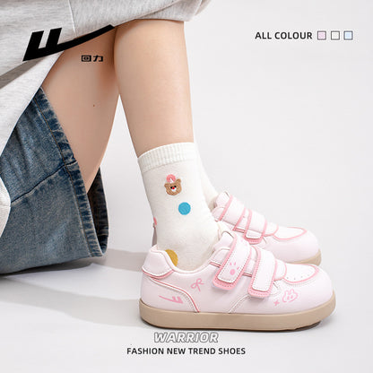 Sapatos de treino Warrior Velcro Virgo para mulheres, sapatos casuais casuais planos e fofos, sapatos preguiçosos estilo bloco de cor feminino