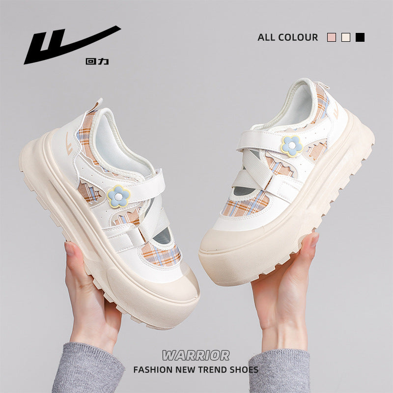 Ténis Warrior de sola grossa, confortáveis, versáteis e fofos, sapatos casuais modernos e de alto custo-benefício, sapatos individuais femininos enérgicos coreanos