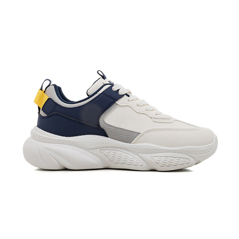 Sapatos Warrior de pele sólida com sola grossa, sapatos pretos de outono de topo baixo e estável, ténis desportivos para homens fáceis de usar e respiráveis