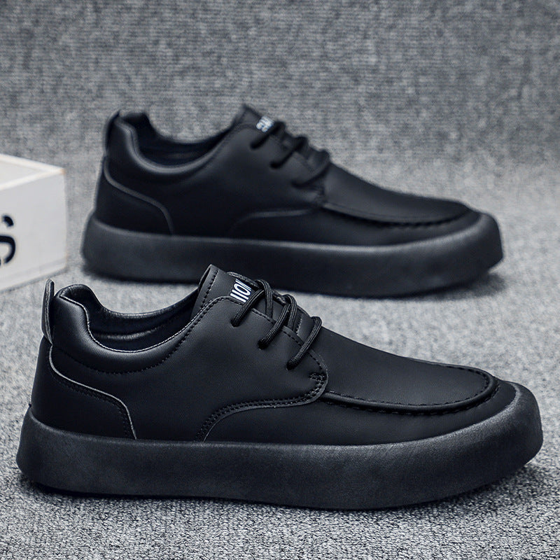 Homens Primavera 2025 Novos Sapatos Vintage, Versáteis Modernos de Pele Masculina De Sola Grossa, Ténis Impermeáveis Impermeáveis Antiderrapantes