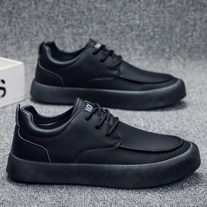 Homens Primavera 2025 Novos Sapatos Vintage, Versáteis Modernos de Pele Masculina De Sola Grossa, Ténis Impermeáveis Impermeáveis Antiderrapantes