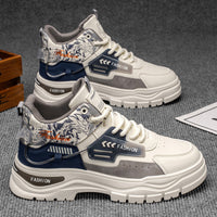 Sapatos de cano alto para homem, sapatos utilitários de couro casuais de outono versáteis, ténis, botas Martin de sola grossa para caminhadas juvenis para homem