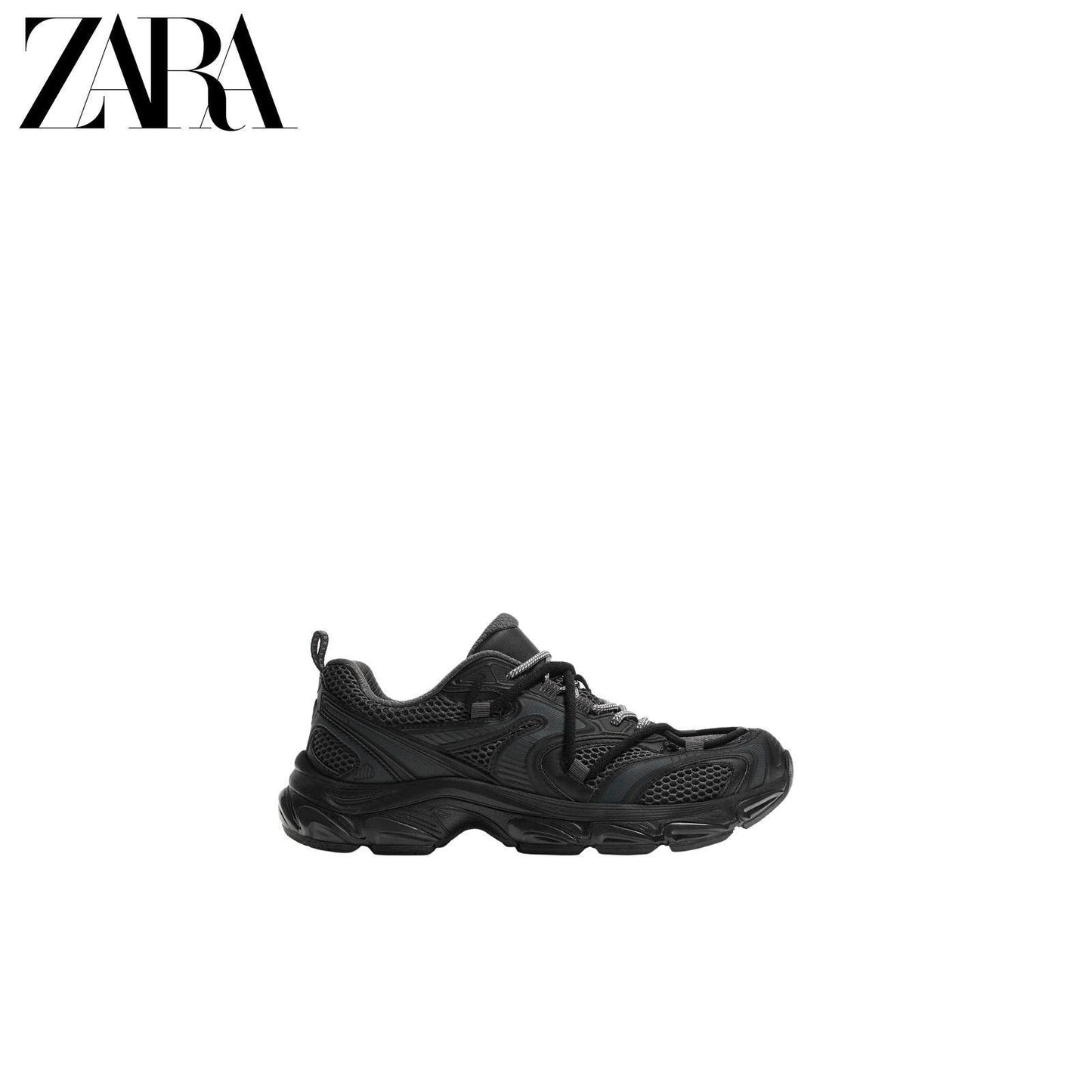 ZARA 2026 Primavera/Verão Novos Sapatos Masculinos: Design de Cadarço Duplo, Tênis de Corrida com Sola Grossa Irregular, 2392720 800