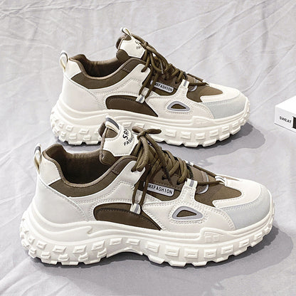 Sapatos Masculinos Populares de Celebridades na Internet 2024 Novos Primaveras Versáteis Casuais Casuais para Aumento de Altura Pequenos Desportivos Brancos Estilo Hong Kong Dad Ins Sapatos Modernos