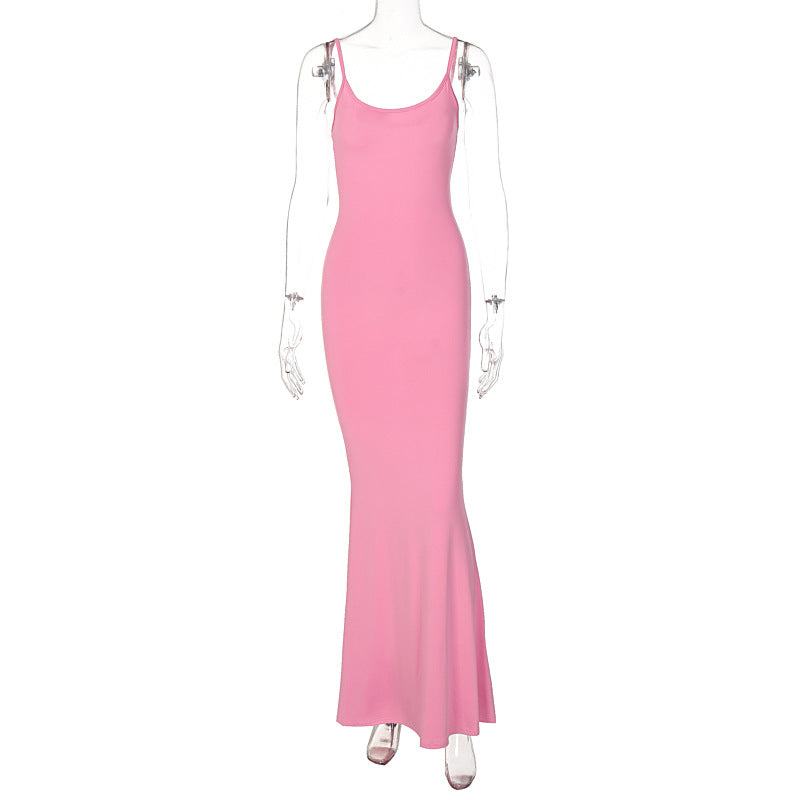 Novo vestido feminino feminino 2026 Kardashian de verão 2026 desfila um vestido slim slim sem mangas e sem mangas