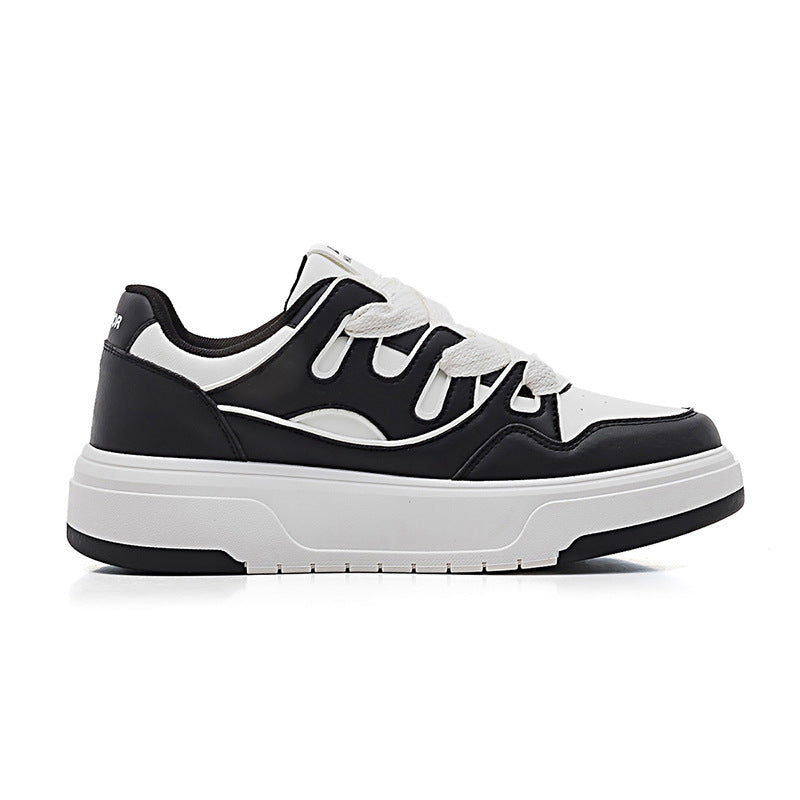 Sapatos casuais casuais de sola grossa com blocos de cor Warrior, ténis estilosos e confortáveis e versáteis na moda, sapatos masculinos de couro na moda