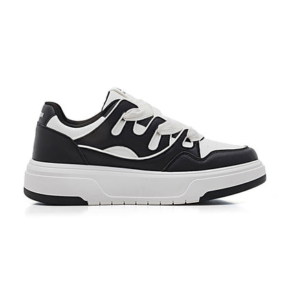 Sapatos casuais casuais de sola grossa com blocos de cor Warrior, ténis estilosos e confortáveis e versáteis na moda, sapatos masculinos de couro na moda
