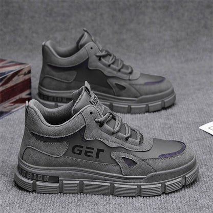 Homens Primavera 2025 Novo Estaleiro de Obras Caminhadas Sapatos de Proteção para o Trabalho, Calçado Desportivo Casual Masculino Roupa de Trabalho Alta Martin Botas Martin