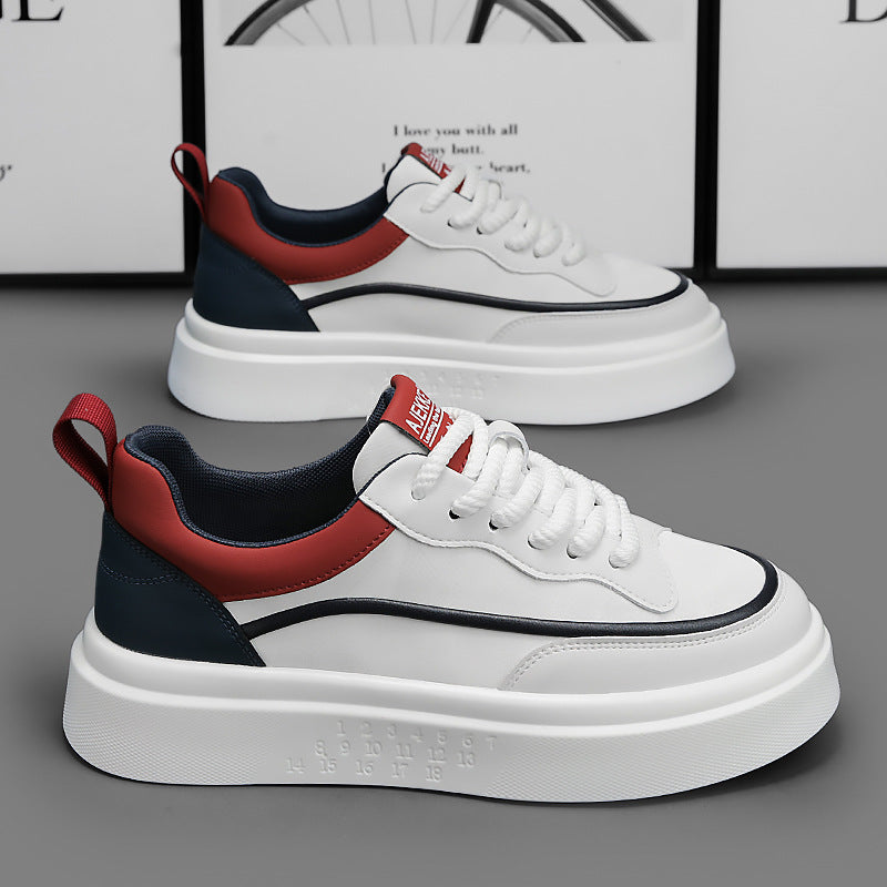 Sapatos masculinos, primavera 2025 novos sapatos brancos modernos e na moda, sapatos de praia versáteis, sapatos casuais de sola grossa para aumento de altura